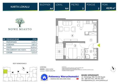 Nowe Miasto A4 2 pokojowe 43,90 m2 ul. Dywizjonu 303