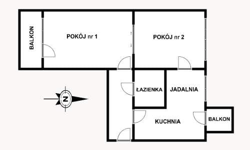 2 pokoje,osobna kuchnia,53m2,2 balkony,ul.Kantora
