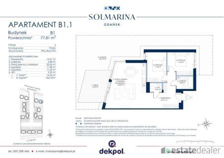 Apartament 78 m2, inwestycja Sol Marina Gdańsk