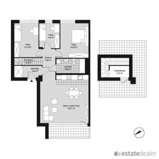 Mieszkanie 4-pokojowe, 90 m2 taras