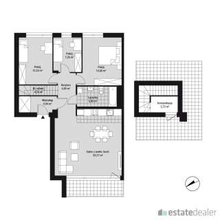 Mieszkanie 4-pokojowe, 90 m2 taras