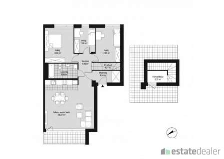 Mieszkanie 4-pokojowe, 92 m2 taras