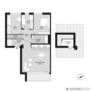 Mieszkanie 4-pokojowe, 90 m2 z tarasem