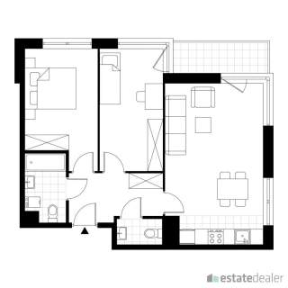 Mieszkanie 3-pokojowe, 59,5 m2 loggia