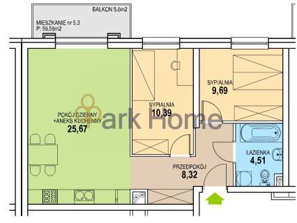 Mieszkanie na sprzedaż, 58,63 m2, Zielona Góra