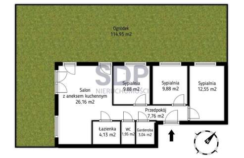Ogródek- 114,93 m2/ 4 pokoje/ gotowe/ garderoba