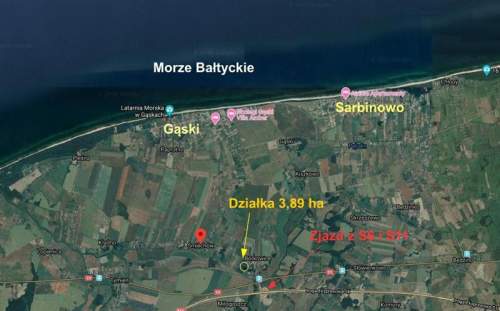 Działka z jeziorem i WZ na 3 domy, 5 km od morza