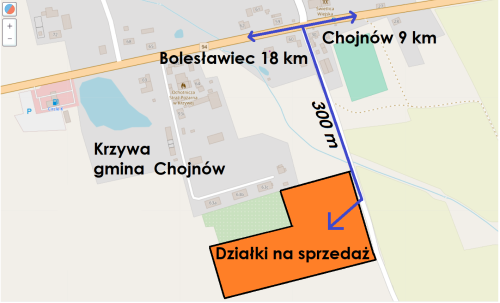 Działki 1358 m2 Krzywa gm. Chojnów