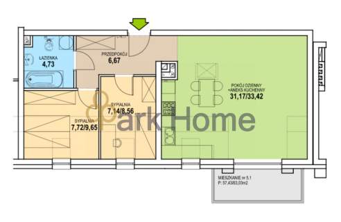 Mieszkanie na sprzedaż, 57,43 m2, Zielona Góra
