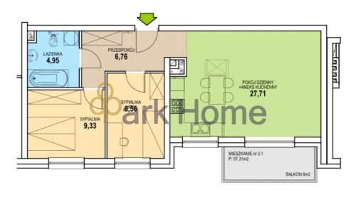 Mieszkanie na sprzedaż, 57,31 m2, Zielona Góra