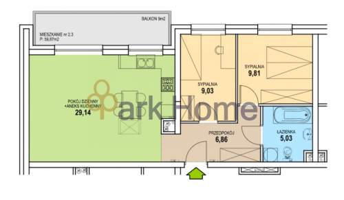 Mieszkanie na sprzedaż, 59,87 m2, Zielona Góra