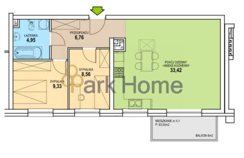 Mieszkanie na sprzedaż, 63,02 m2, Zielona Góra