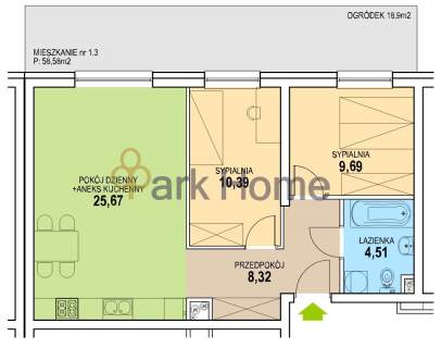 Mieszkanie na sprzedaż, 58,48 m2, Zielona Góra