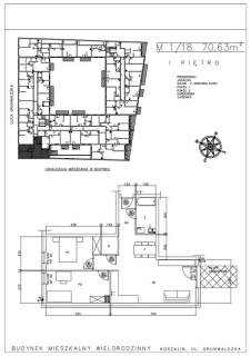 3 pokoje, 70,63 m2 Śródmieście, 1 piętro, Koszalin