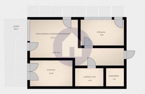 Trzy pokoje 53 m2 parter, ogródek - Sobótka