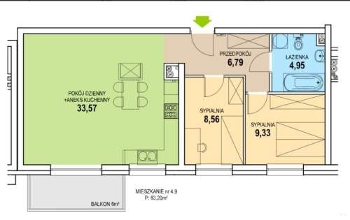 Mieszkanie na sprzedaż, 63,25 m2, Zielona Góra