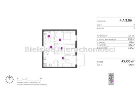 Mieszkanie na sprzedaż, 49 m2, Bielsko-Biała