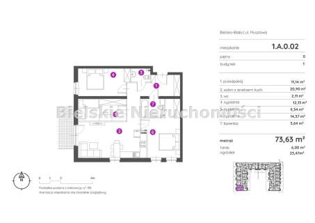 Mieszkanie na sprzedaż, 73,63 m2, Bielsko-Biała