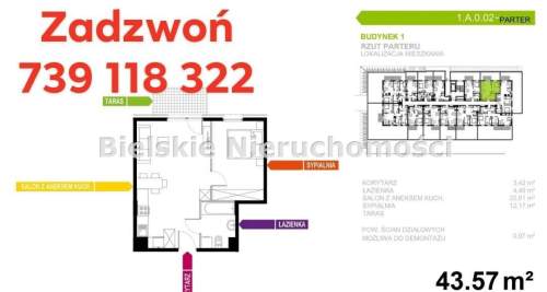 Mieszkanie na sprzedaż, 43,57 m2, Tychy
