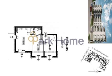 Mieszkanie na sprzedaż, 54,54 m2, Głogów