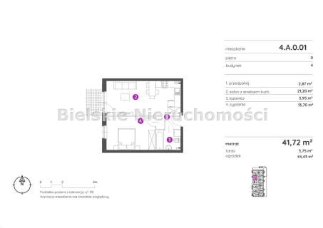 Mieszkanie na sprzedaż, 41,72 m2, Bielsko-Biała