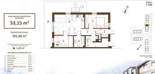 Mieszkanie w zabudowie szeregowej, parter 53,15 m2