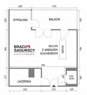 Mieszkanie na sprzedaż, 44,65 m2, Kraków
