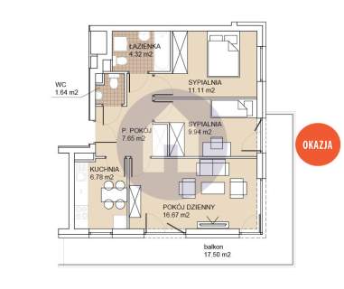Apartament 3 pokojowy /osobna kuchnia /balkon 17m2