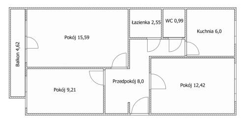 3 pokojowe mieszkanie do remontu LSM - 57 m2