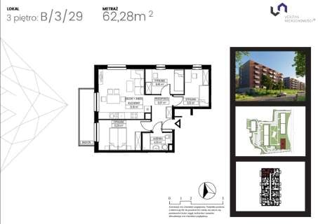 Mieszkanie na sprzedaż, 62,28 m2, Bytom