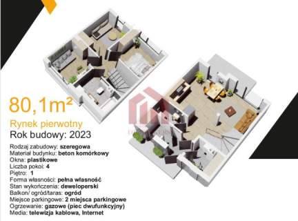 Szeregówka 80m2 4 pokoje w cenie mieszkania 2024