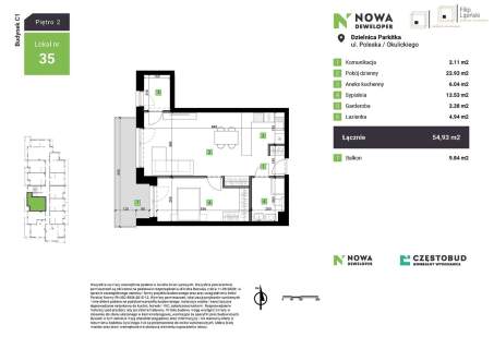 Nowa Częstochowa 54,93m2 2 pokoje