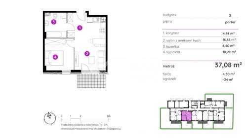 Nowe 2 pokoje z ogródkiem 37,08 m2 Winogrady