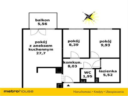 Mieszkanie na sprzedaż, 61,52 m2, Łódź