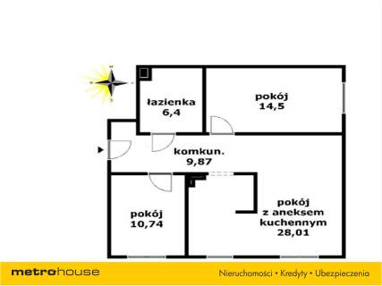 Mieszkanie na sprzedaż, 69,52 m2, Łódź