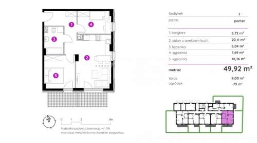 Nowe 3 pokoje 49,92 m2 ogródek 79 m2 Winogrady