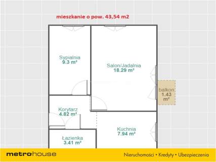 Mieszkanie na sprzedaż, 43,54 m2, Szczytno