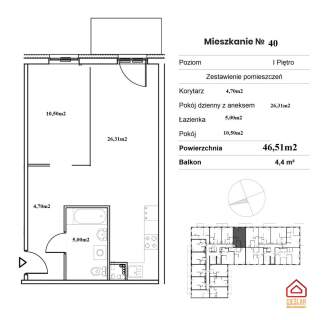 Mieszkanie na sprzedaż, 46,51 m2, Bydgoszcz