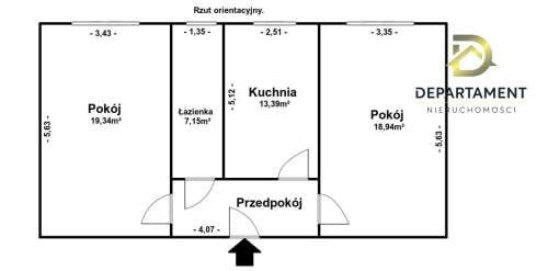 Mieszkanie 2 pokoje, 62,6m2 1 piętro ul. Matejki