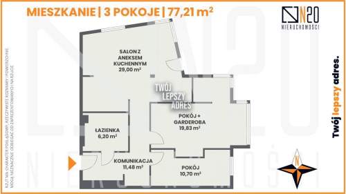 Mieszkanie 3 pok. 77,50 m2 w centrum Wieliczki 