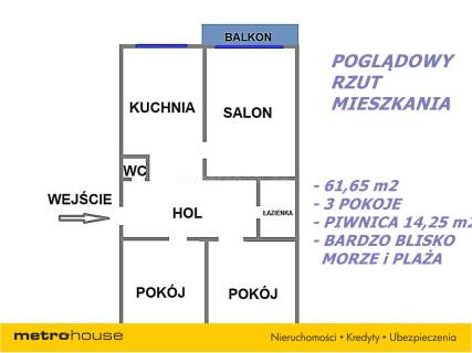 Mieszkanie na sprzedaż, 61,65 m2, Władysławowo