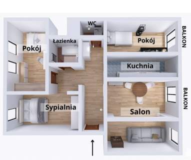Mieszkanie z dwoma balkonami Pyskowice
