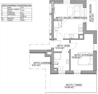 Dwupokojowy penthouse z balkonem