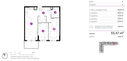 Nowe ustawne 3 pokoje 55,47 m2 balkon Rataje