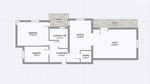 3-pokojowe mieszkanie, pow. 77,5 m2, Sławin