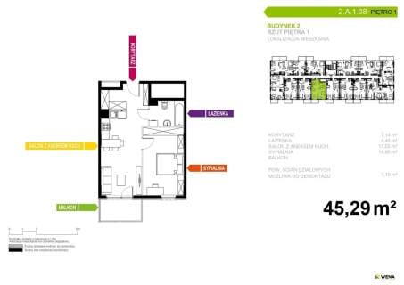 Mieszkanie na sprzedaż, 45,29 m2, Tychy