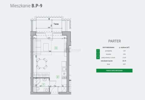 Mieszkanie o powierzchni 25,70 m2 z tarasem