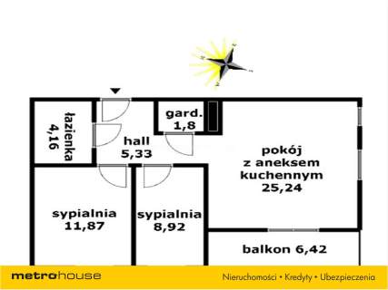 Mieszkanie na sprzedaż, 57,32 m2, Gdańsk