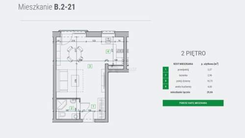 Mieszkanie jednopokojowe o pow. 29,06 m2
