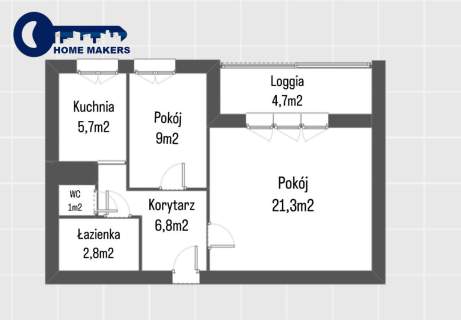 Mieszkanie 48m2/Loggia/Mokotów/Do Remontu